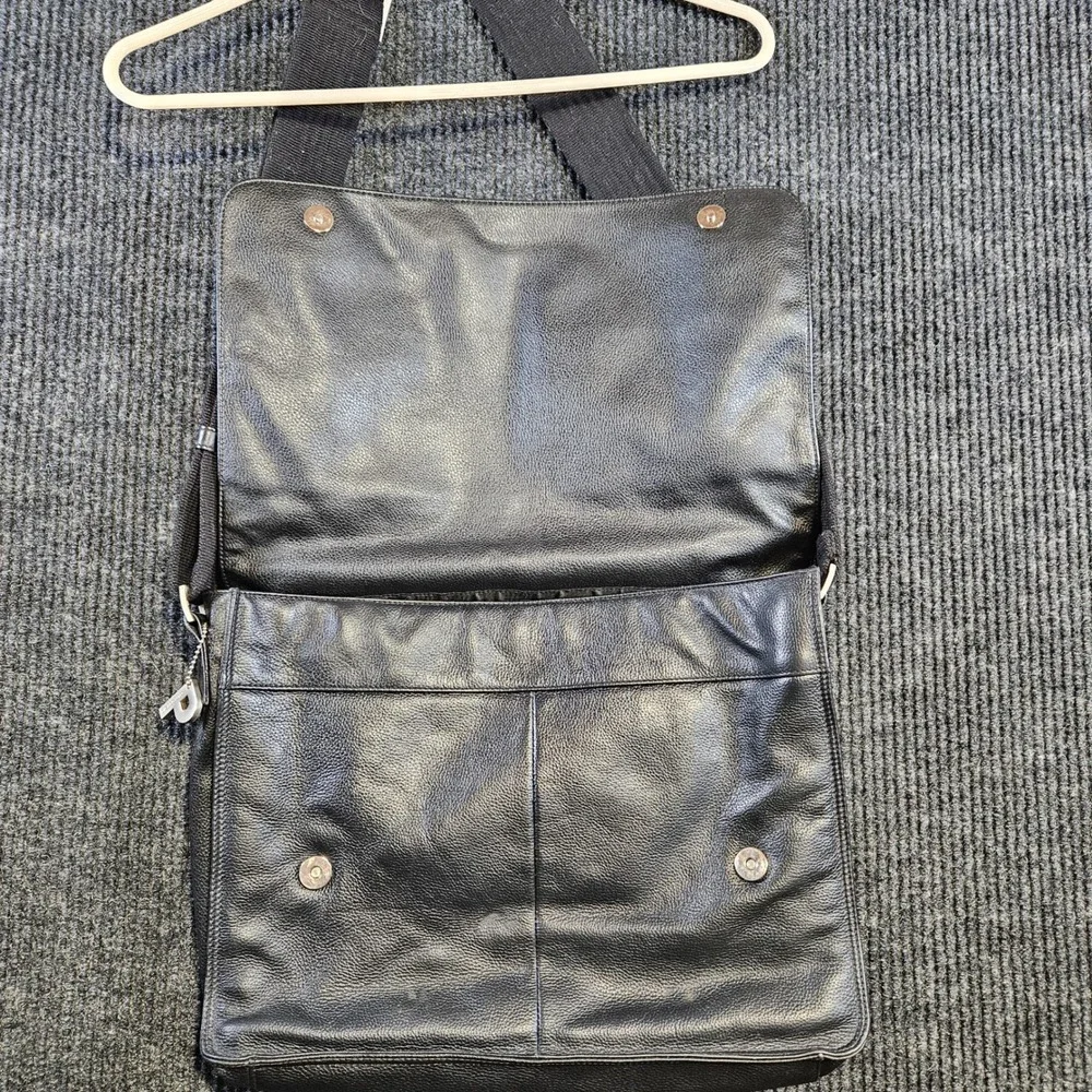 Picard Leder Mens Black Pebbled Leather Messenger Bag Crossbody Satchel Large
